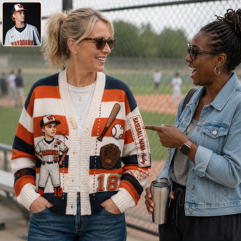 Personalisierter Baseball-Kardigan für Mama/Oma