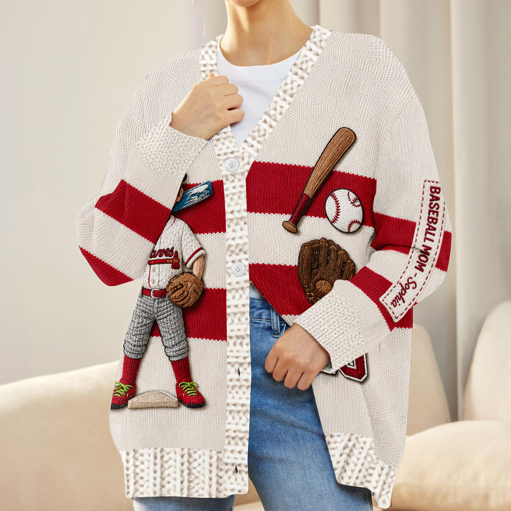 Personalisierter Baseball-Kardigan für Mama/Oma