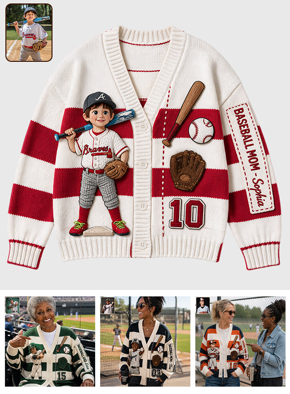 Personalisierter Baseball-Kardigan für Mama/Oma