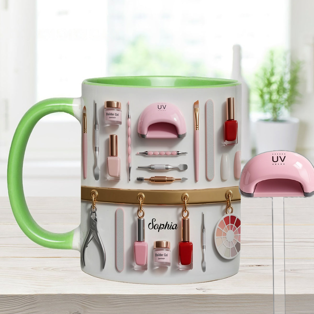 Nail Tech - Personalized Nail Salon Set Accent Mug with Acrylic Stirrers
