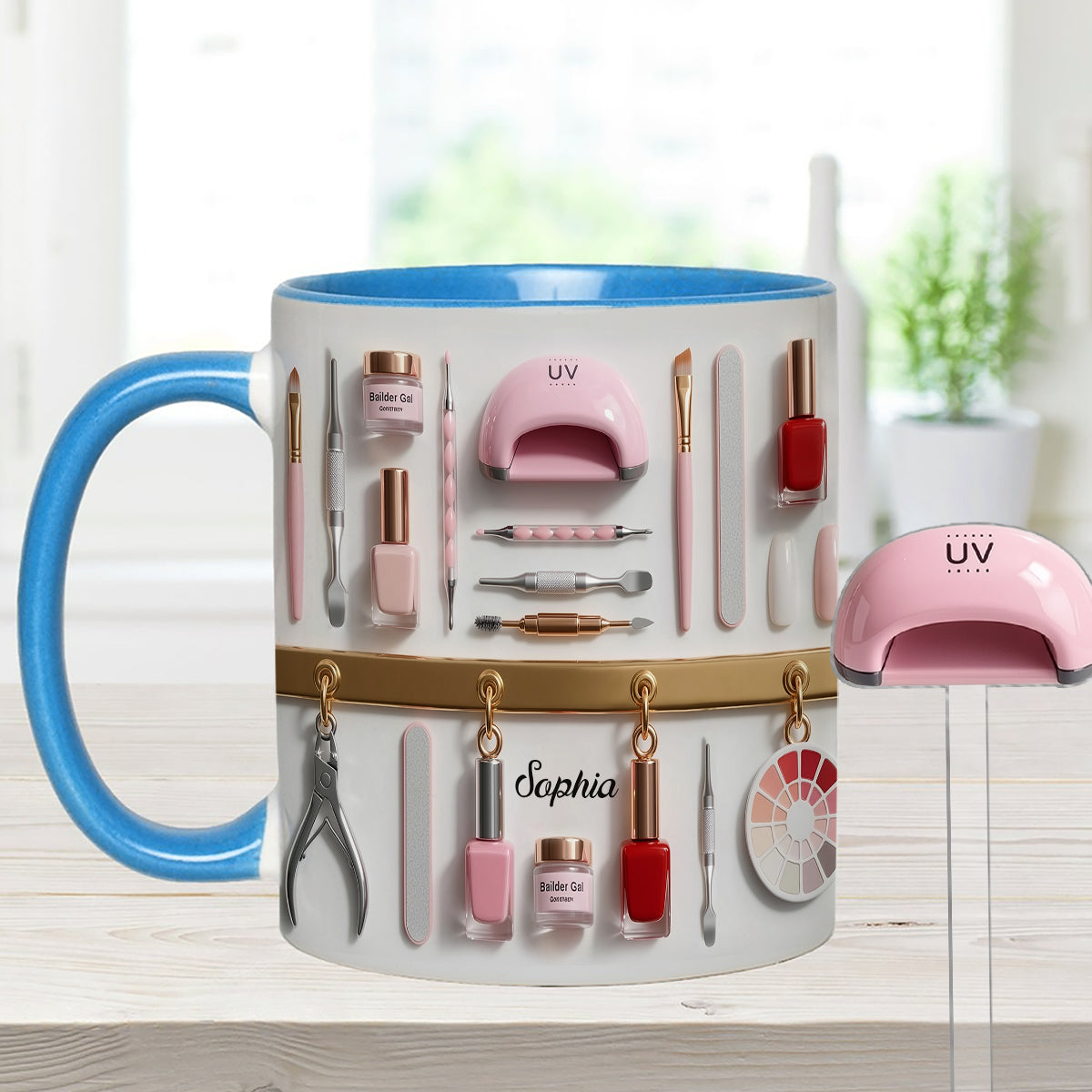 Nail Tech - Personalized Nail Salon Set Accent Mug with Acrylic Stirrers