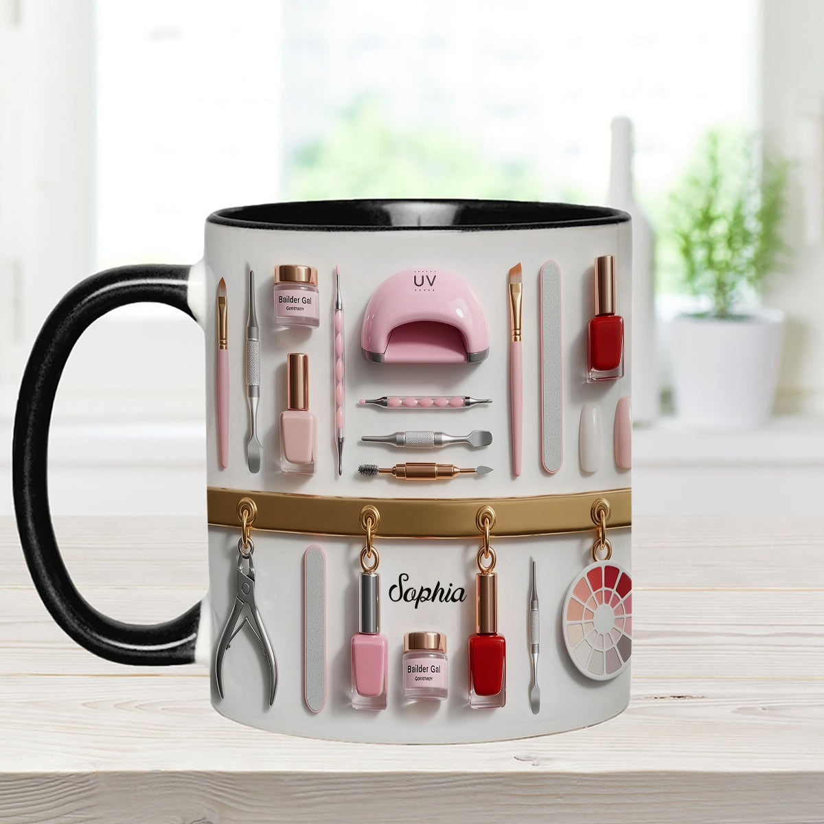 Nail Tech - Personalized Nail Salon Set Accent Mug with Acrylic Stirrers