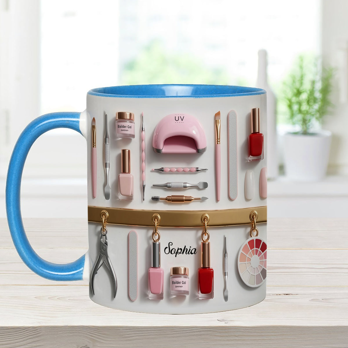 Nail Tech - Personalized Nail Salon Set Accent Mug with Acrylic Stirrers