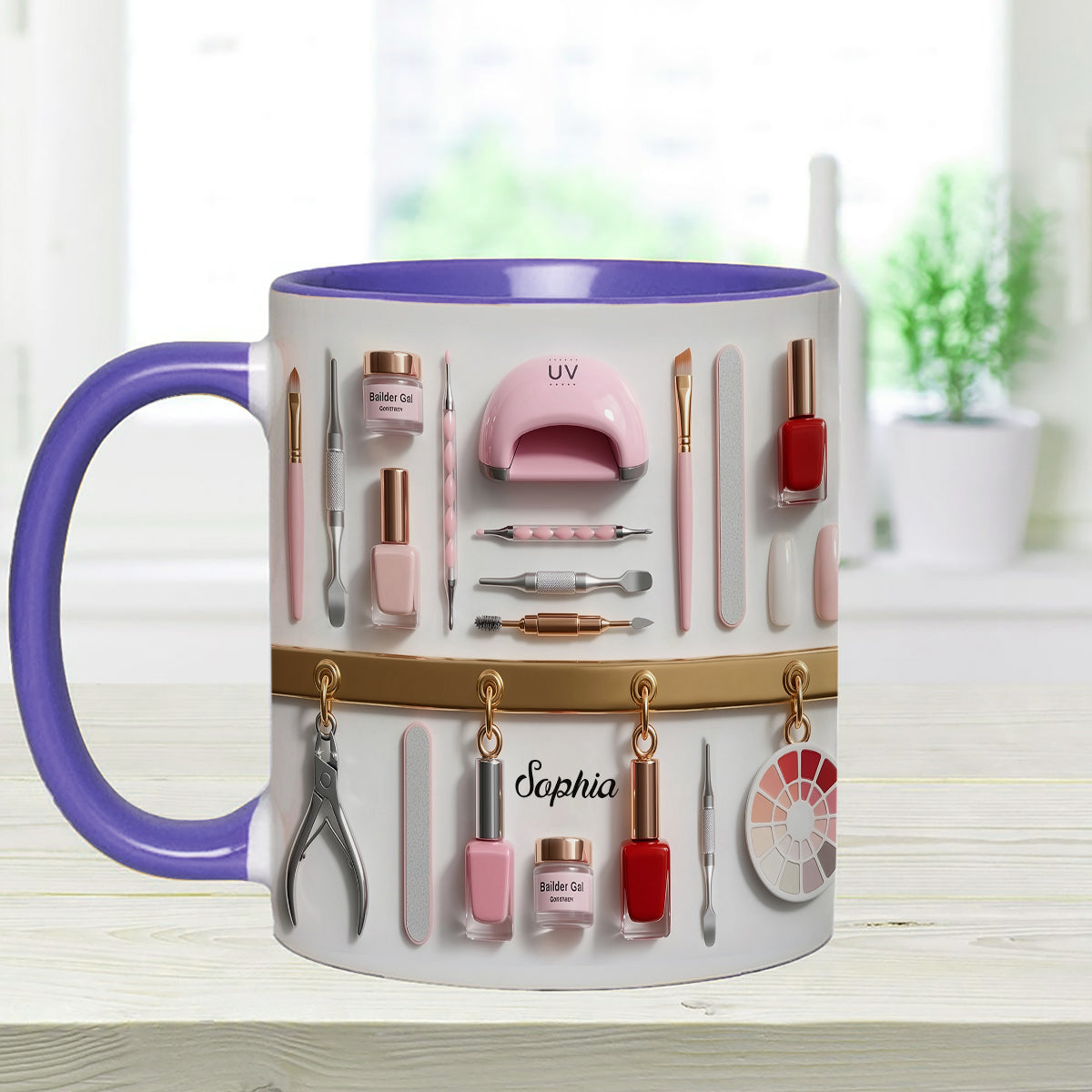 Nail Tech - Personalized Nail Salon Set Accent Mug with Acrylic Stirrers
