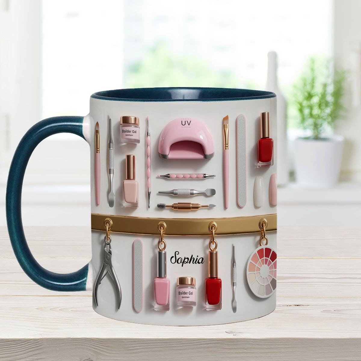 Nail Tech - Personalized Nail Salon Set Accent Mug with Acrylic Stirrers