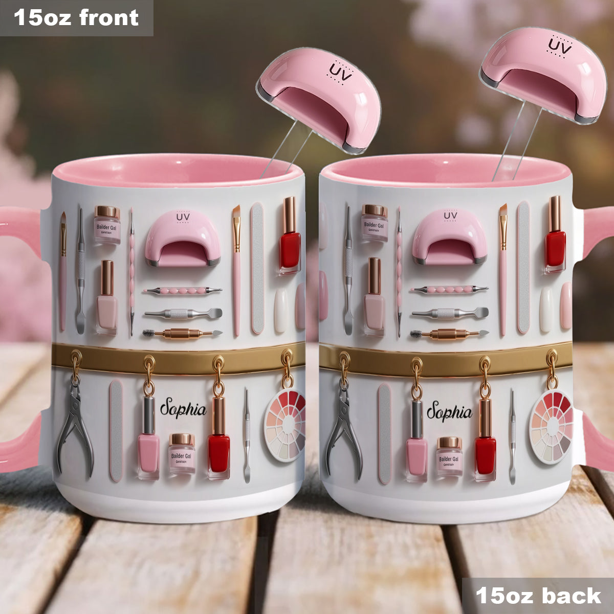 Nail Tech - Personalized Nail Salon Set Accent Mug with Acrylic Stirrers