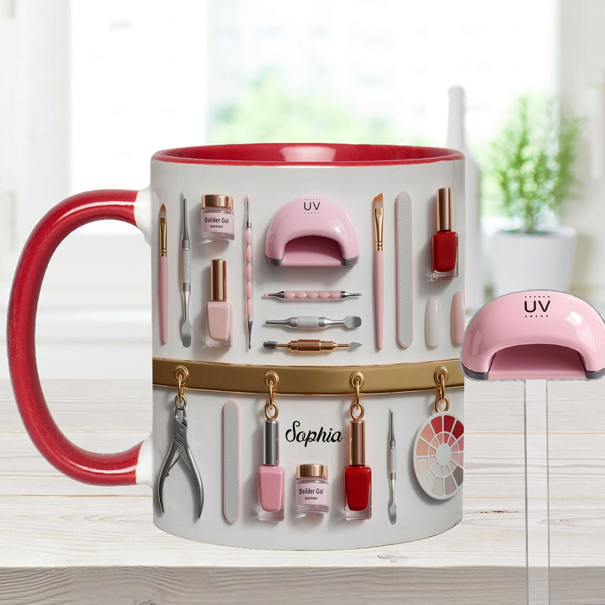 Nail Tech - Personalized Nail Salon Set Accent Mug with Acrylic Stirrers