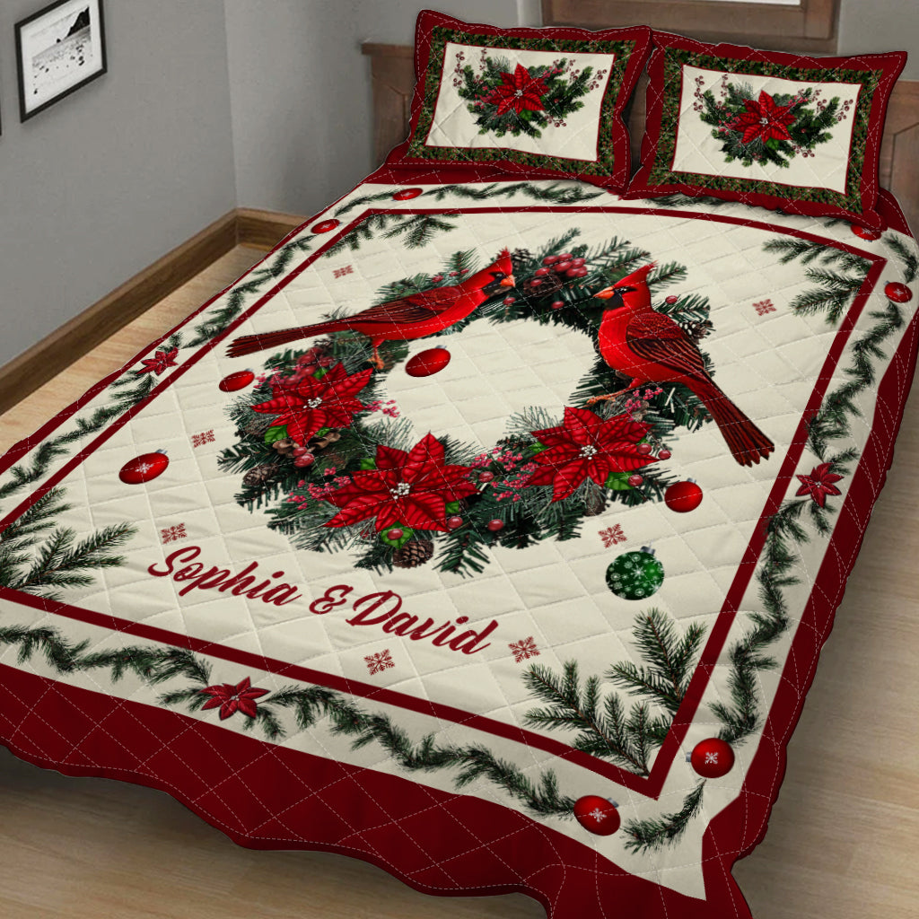 Weihnachtsquilt-Set mit Kardinalvogel-Motiv – Personalisierte Gedenkquilt-Set