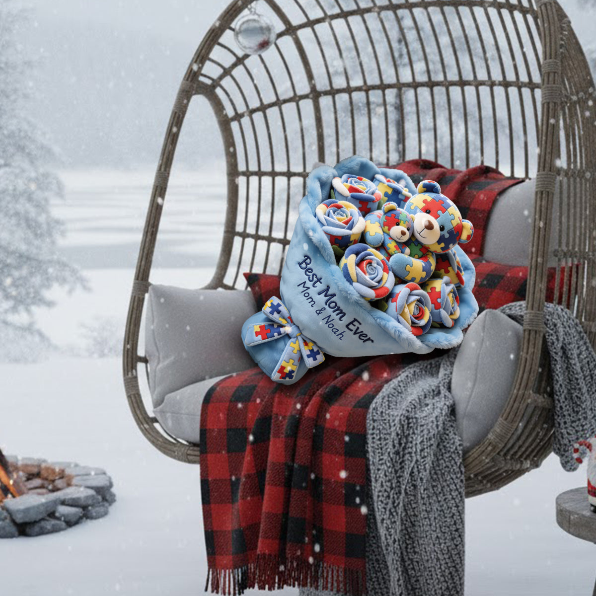 Strong Mama – Personalisiertes Kissen in Form eines Kunstfells zur Sensibilisierung für Autismus