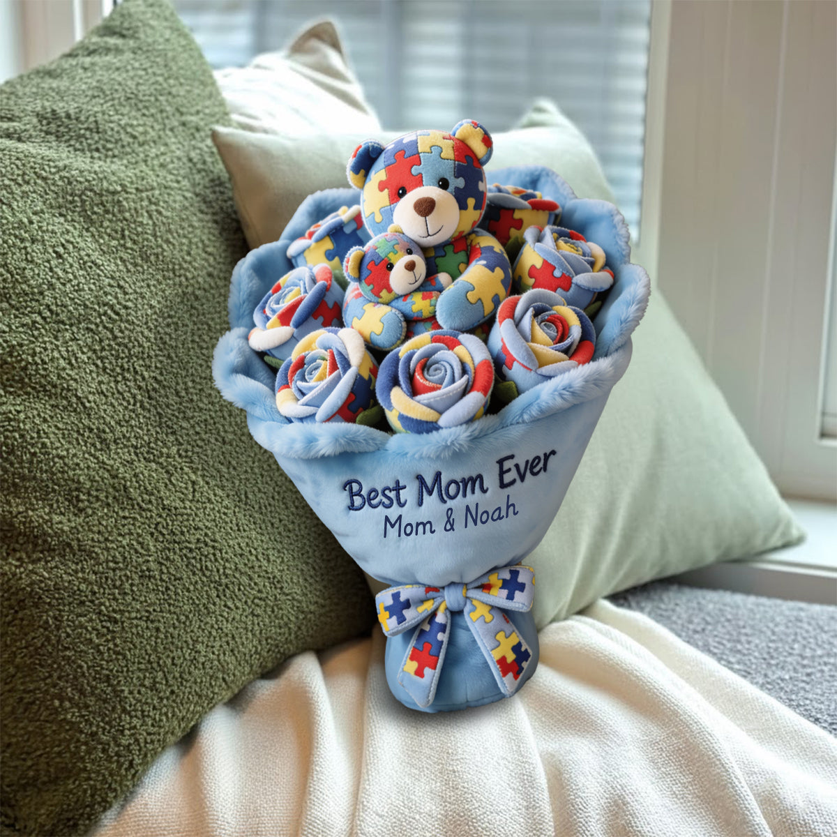 Strong Mama – Personalisiertes Kissen in Form eines Kunstfells zur Sensibilisierung für Autismus