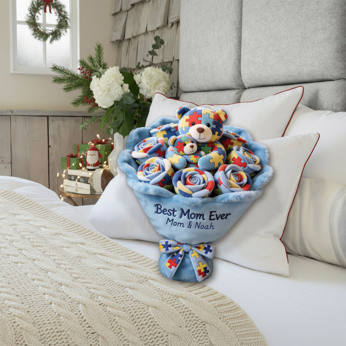 Strong Mama – Personalisiertes Kissen in Form eines Kunstfells zur Sensibilisierung für Autismus