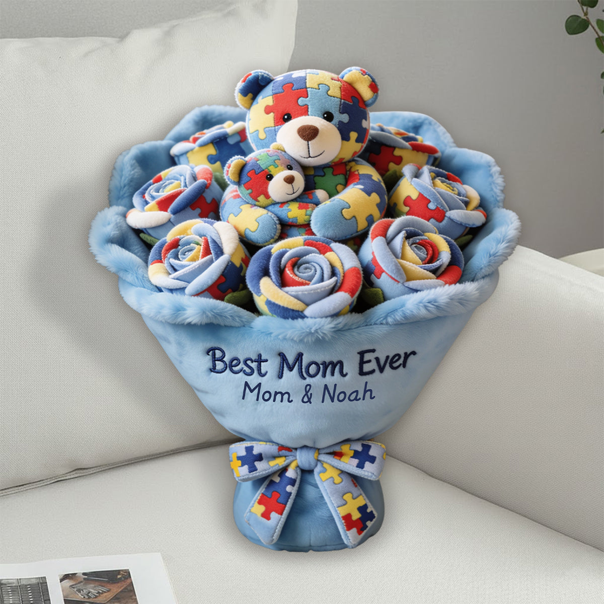 Strong Mama – Personalisiertes Kissen in Form eines Kunstfells zur Sensibilisierung für Autismus