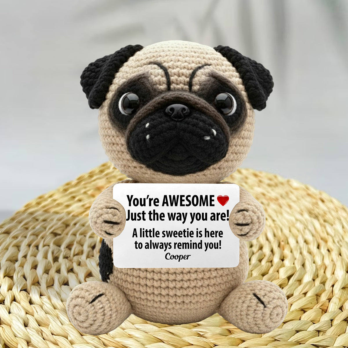 You're Awesome Just The Way You Are, Positive Sayings - Personalized Dog Hand Knitted Figurine