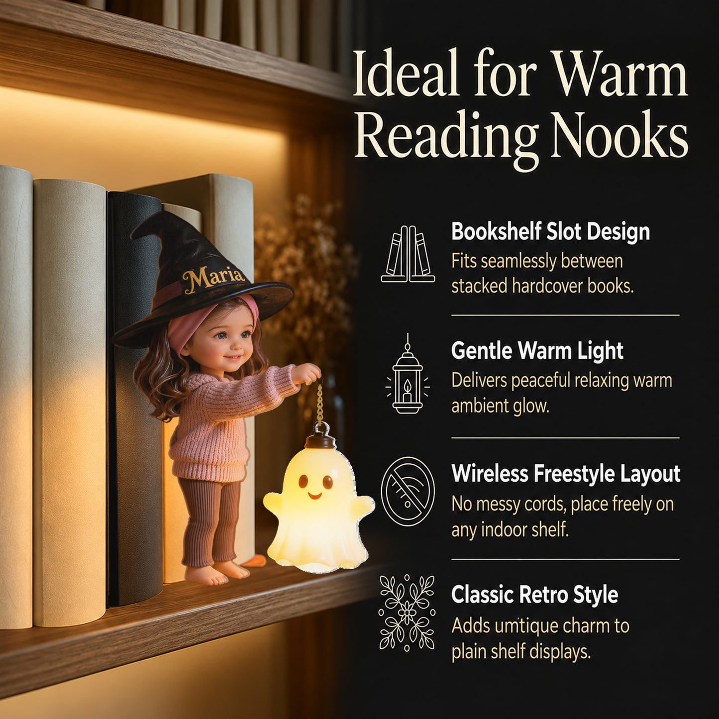 Spooky Season Kid - Personalized Kid Bookshelf Lamp