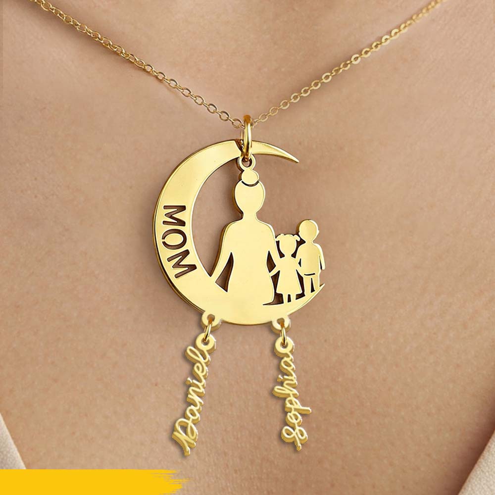 Mama, ich liebe dich bis zum Mond und zurück – Personalisierte Mutterkette mit Anhängern