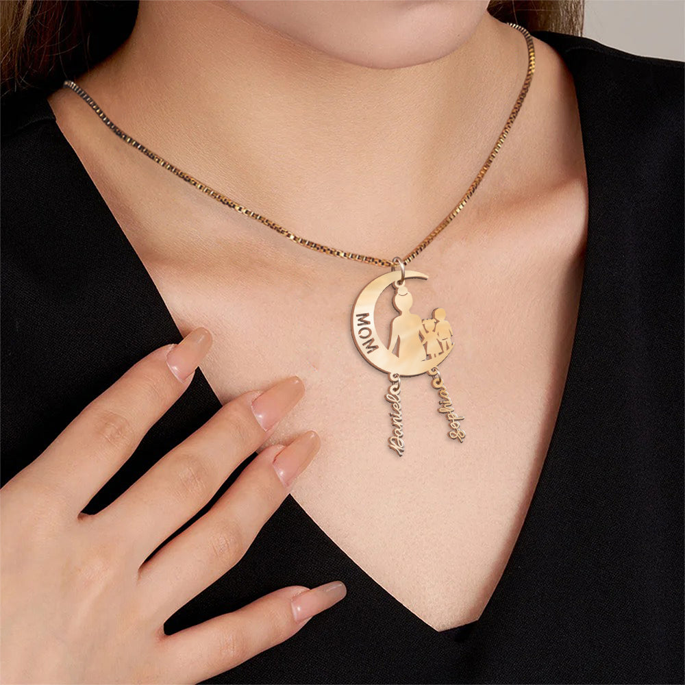 Mama, ich liebe dich bis zum Mond und zurück – Personalisierte Mutterkette mit Anhängern