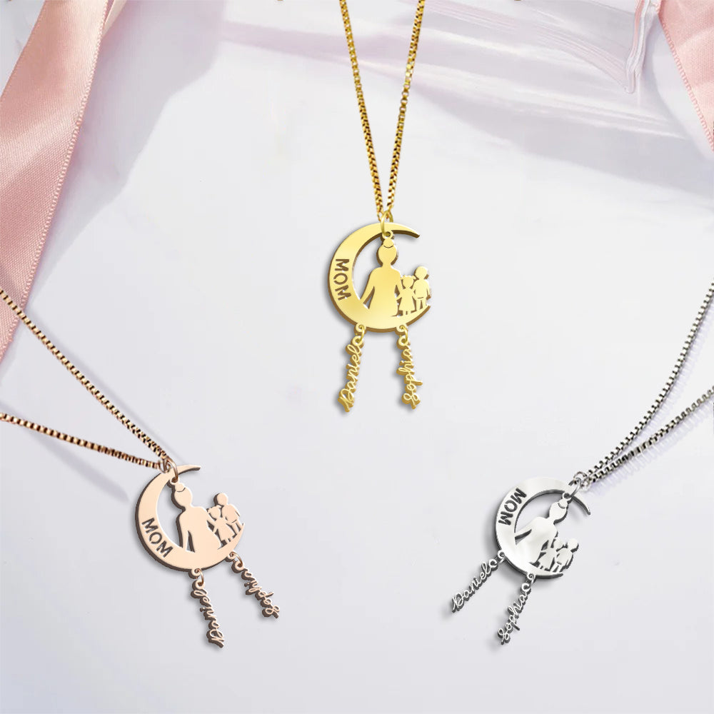 Mama, ich liebe dich bis zum Mond und zurück – Personalisierte Mutterkette mit Anhängern