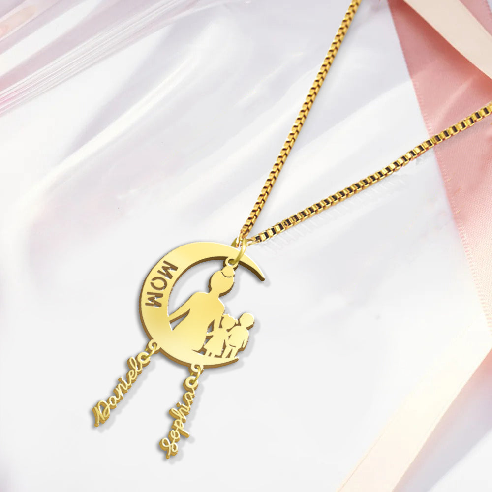 Mama, ich liebe dich bis zum Mond und zurück – Personalisierte Mutterkette mit Anhängern