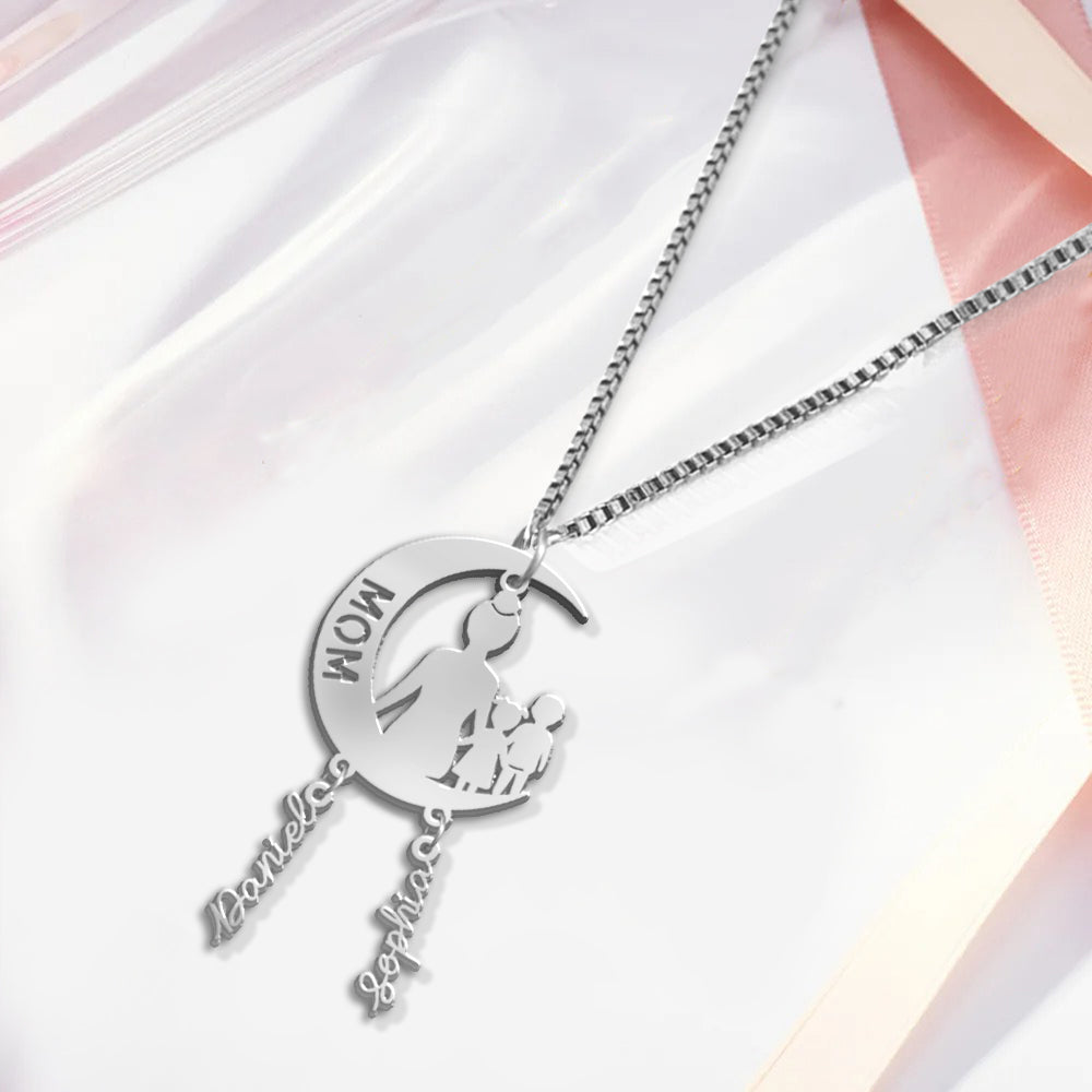 Mama, ich liebe dich bis zum Mond und zurück – Personalisierte Mutterkette mit Anhängern