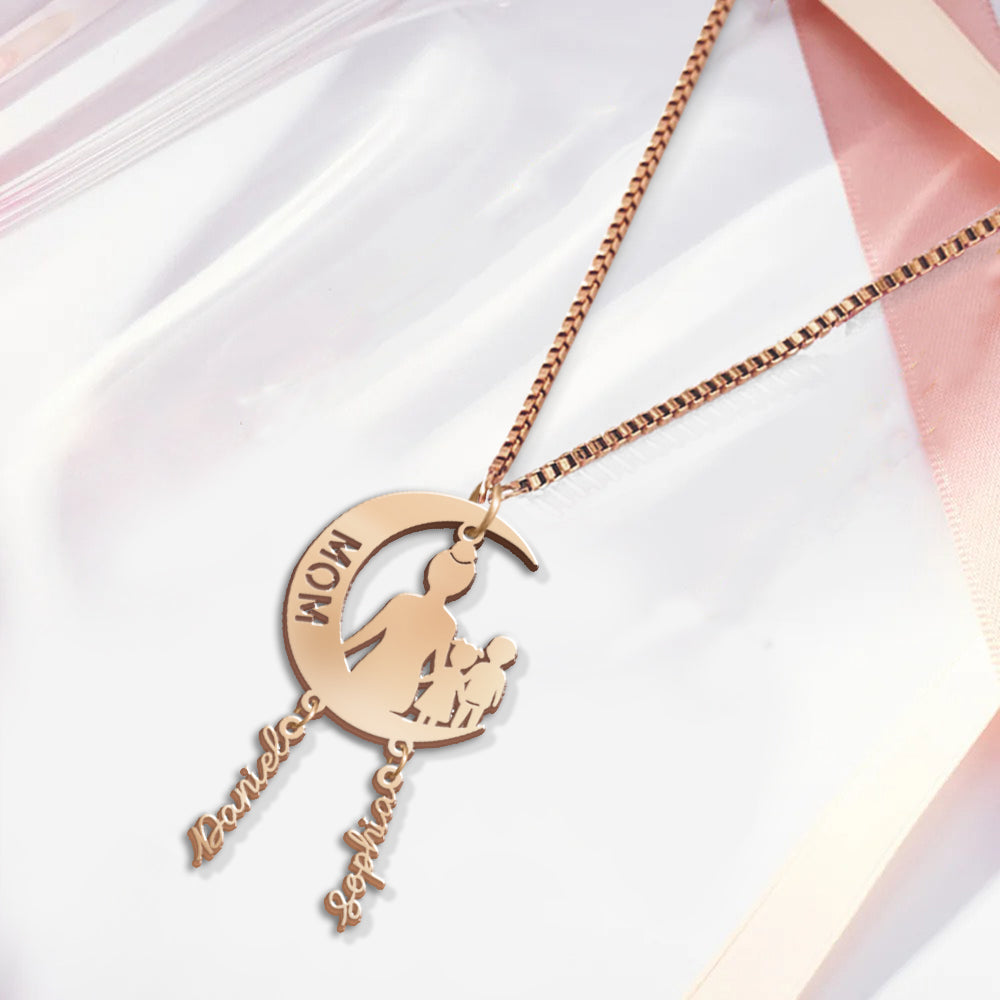 Mama, ich liebe dich bis zum Mond und zurück – Personalisierte Mutterkette mit Anhängern
