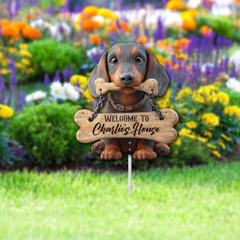 Welcome - Personalized Dachshund Acrylic Garden Sign