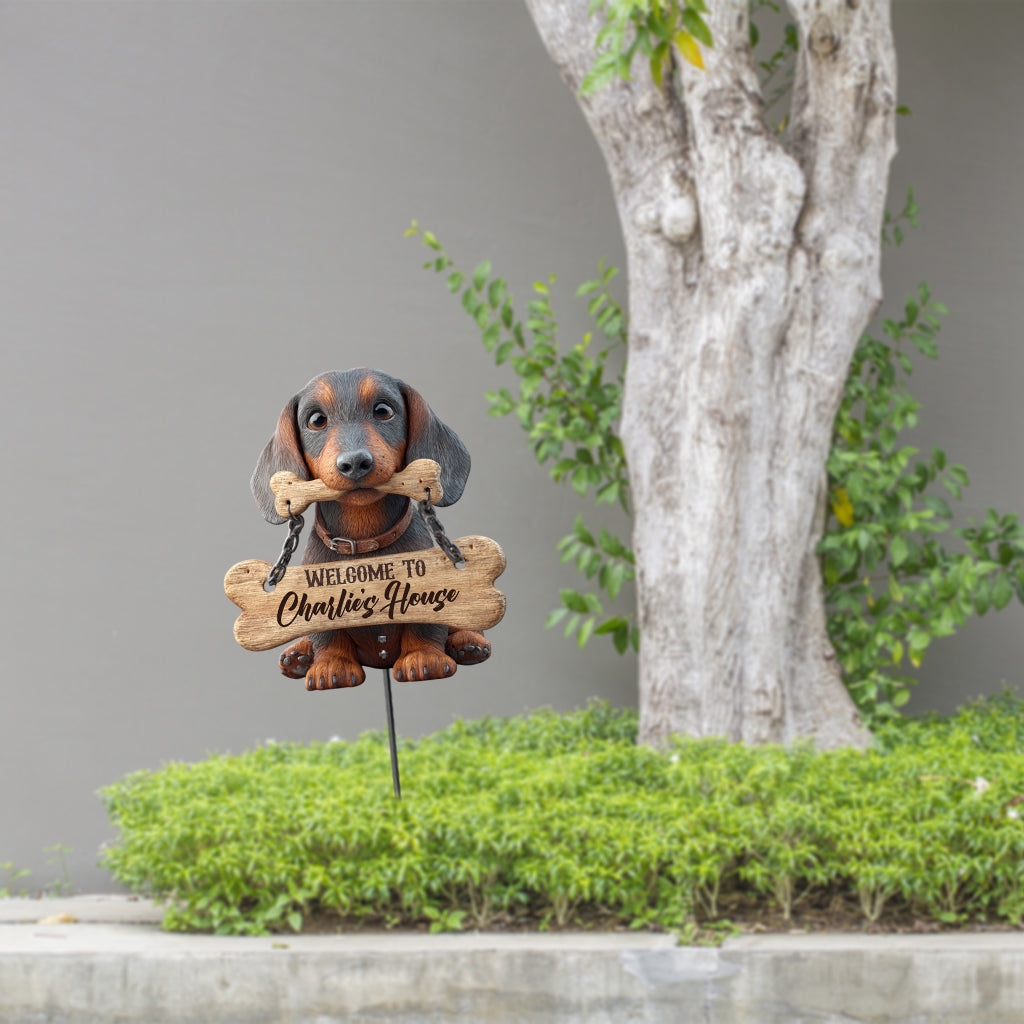 Welcome - Personalized Dachshund Acrylic Garden Sign
