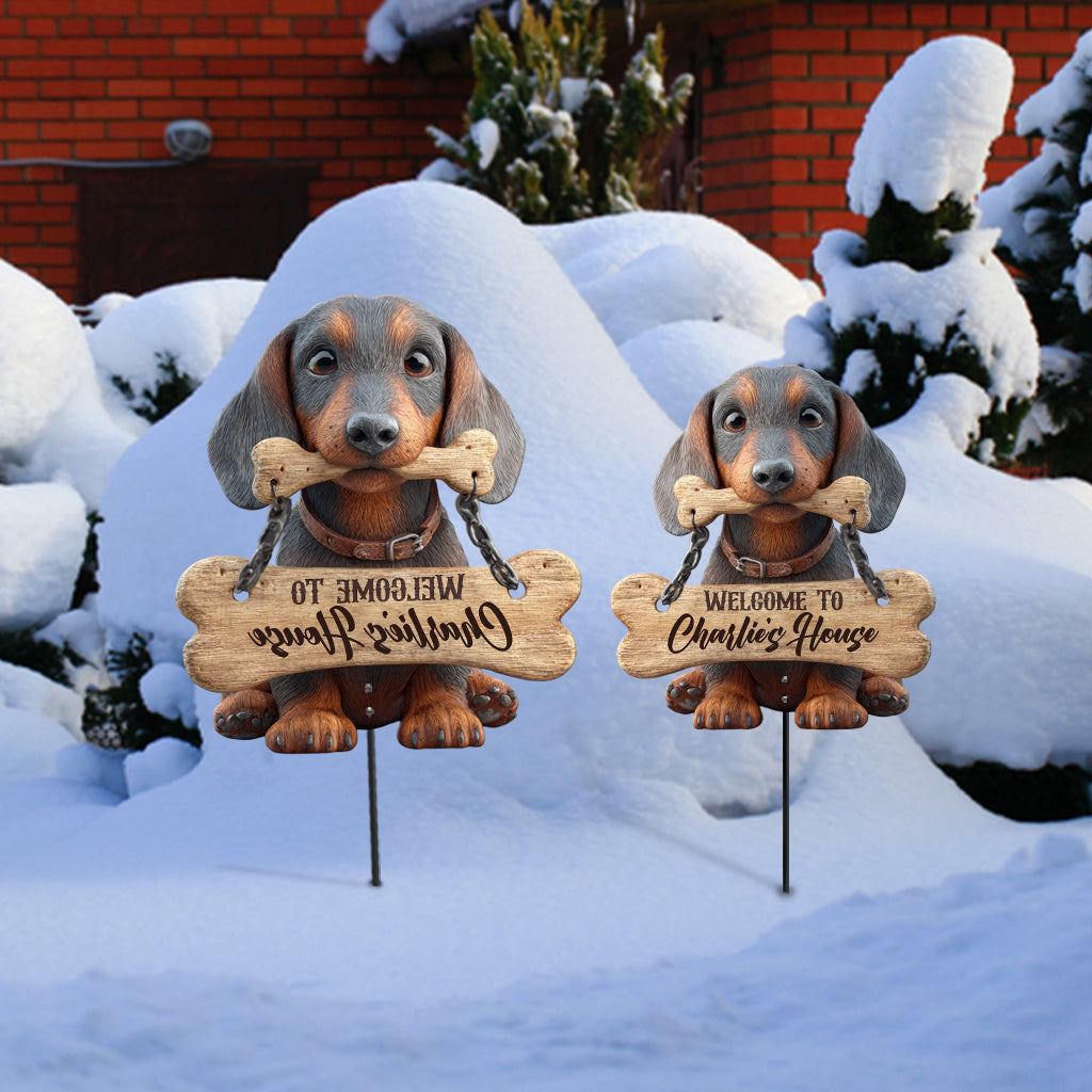 Welcome - Personalized Dachshund Metal Garden Art