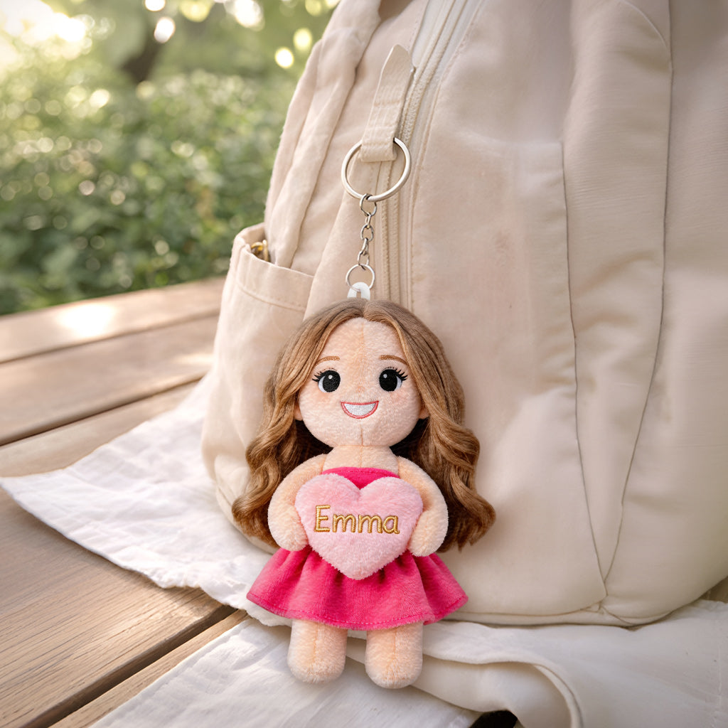 Individueller Foto Charm - Personalisierter Selbstliebe Plüsch Schlüsselanhänger