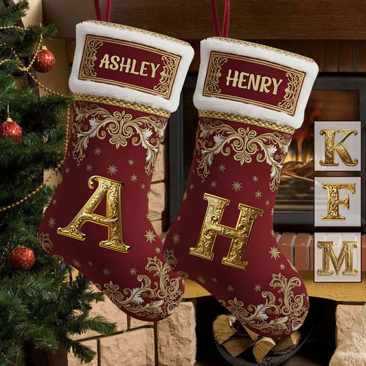 Name Initial Alphabet - Personalized Family Shaped Christmas Stocking