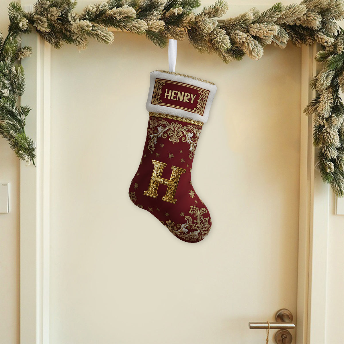 Name Initial Alphabet - Personalized Family Shaped Christmas Stocking