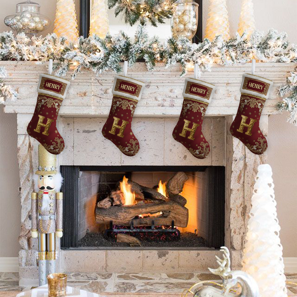 Name Initial Alphabet - Personalized Family Shaped Christmas Stocking