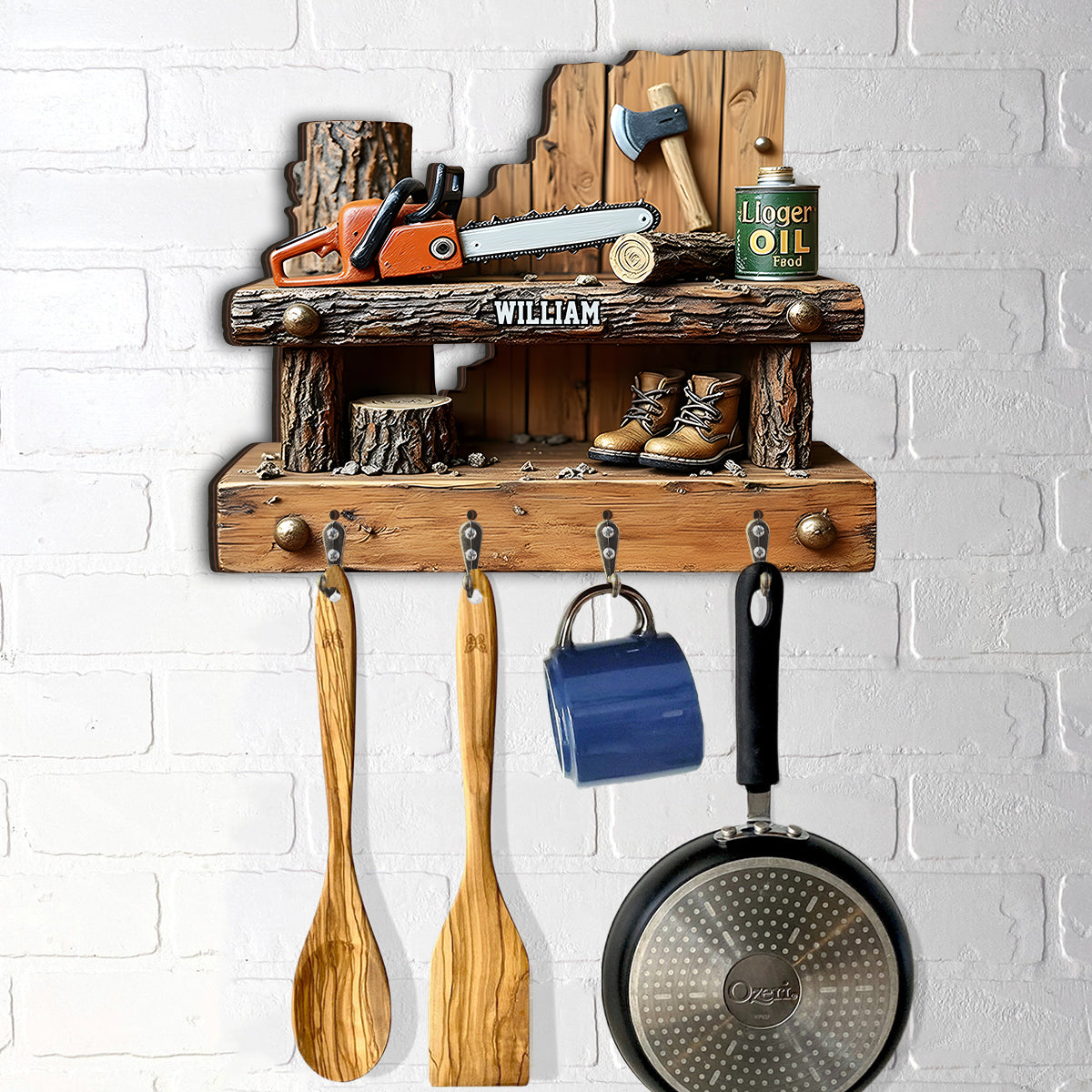 Chainsaw - Personalized Logger Custom Shaped Hanging Rack