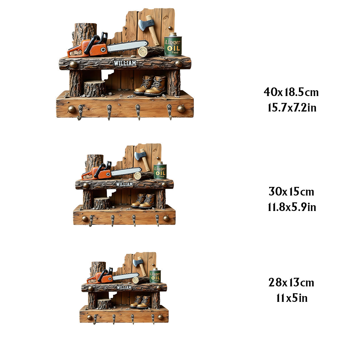 Chainsaw - Personalized Logger Custom Shaped Hanging Rack