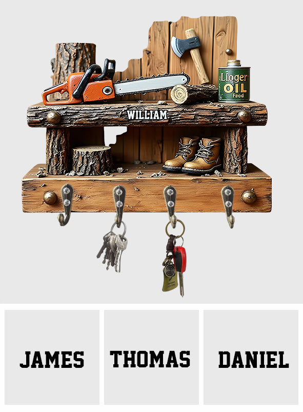 Chainsaw - Personalized Logger Custom Shaped Hanging Rack