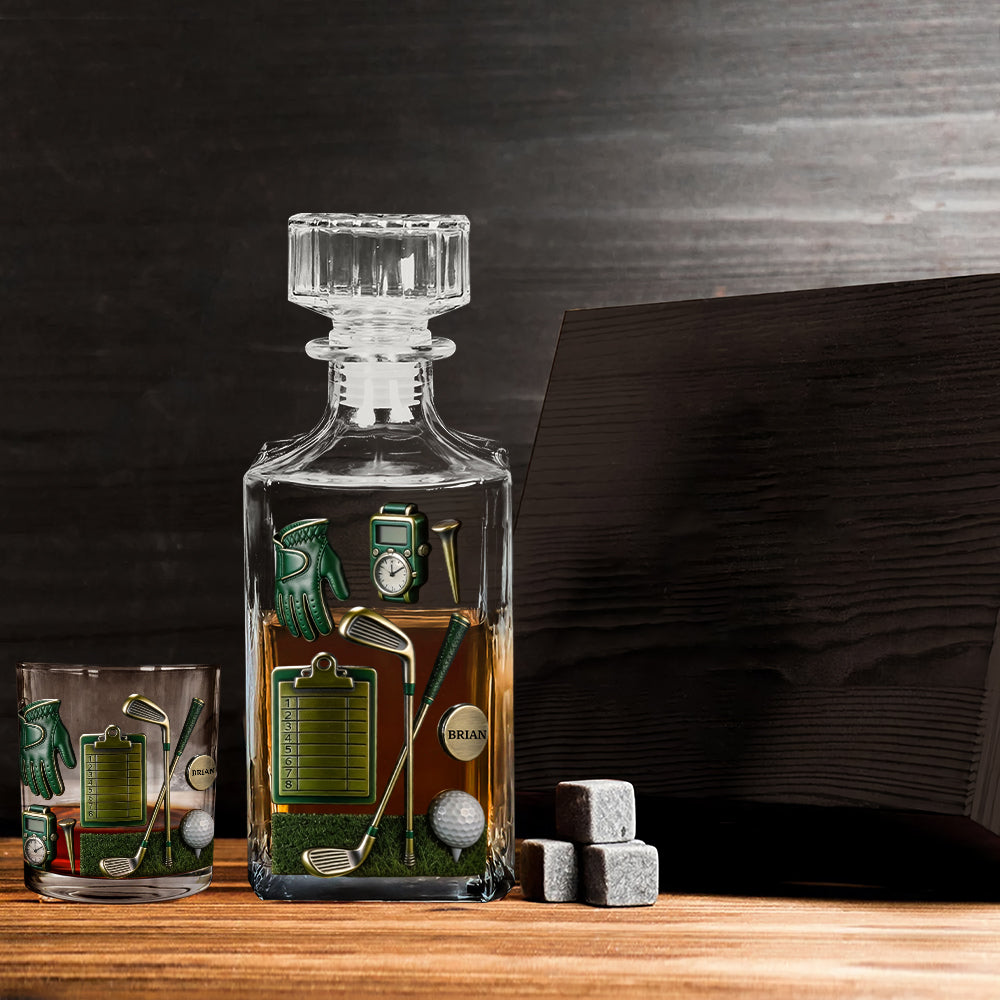 Golf is A Good Walk Spoiled - Personalisiertes Golf-Whisky-Dekanter-Set
