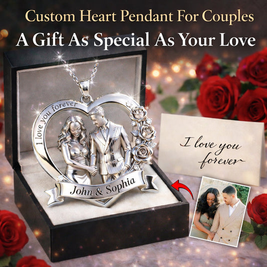 Valentinstagsgeschenk für Paare: Ich liebe dich für immer – Personalisierte Metallkette mit Anhänger in Partnerform