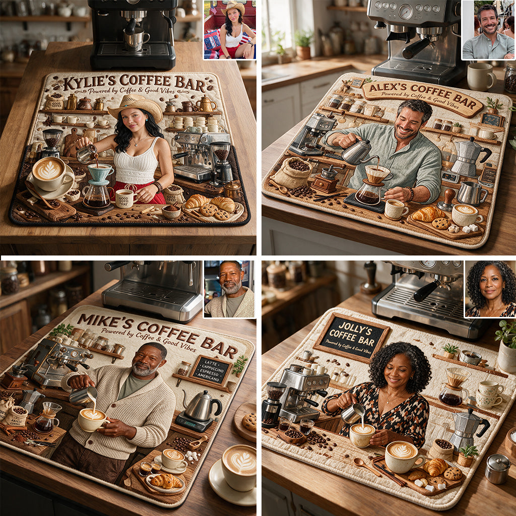Powered By Coffee & Good Vibes - Personalized Coffee Drying Mat