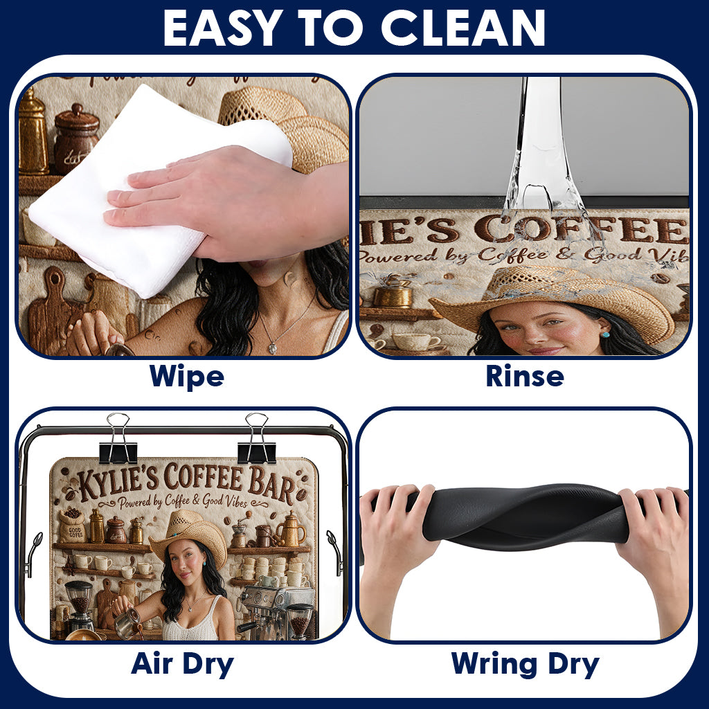 Powered By Coffee & Good Vibes - Personalized Coffee Drying Mat