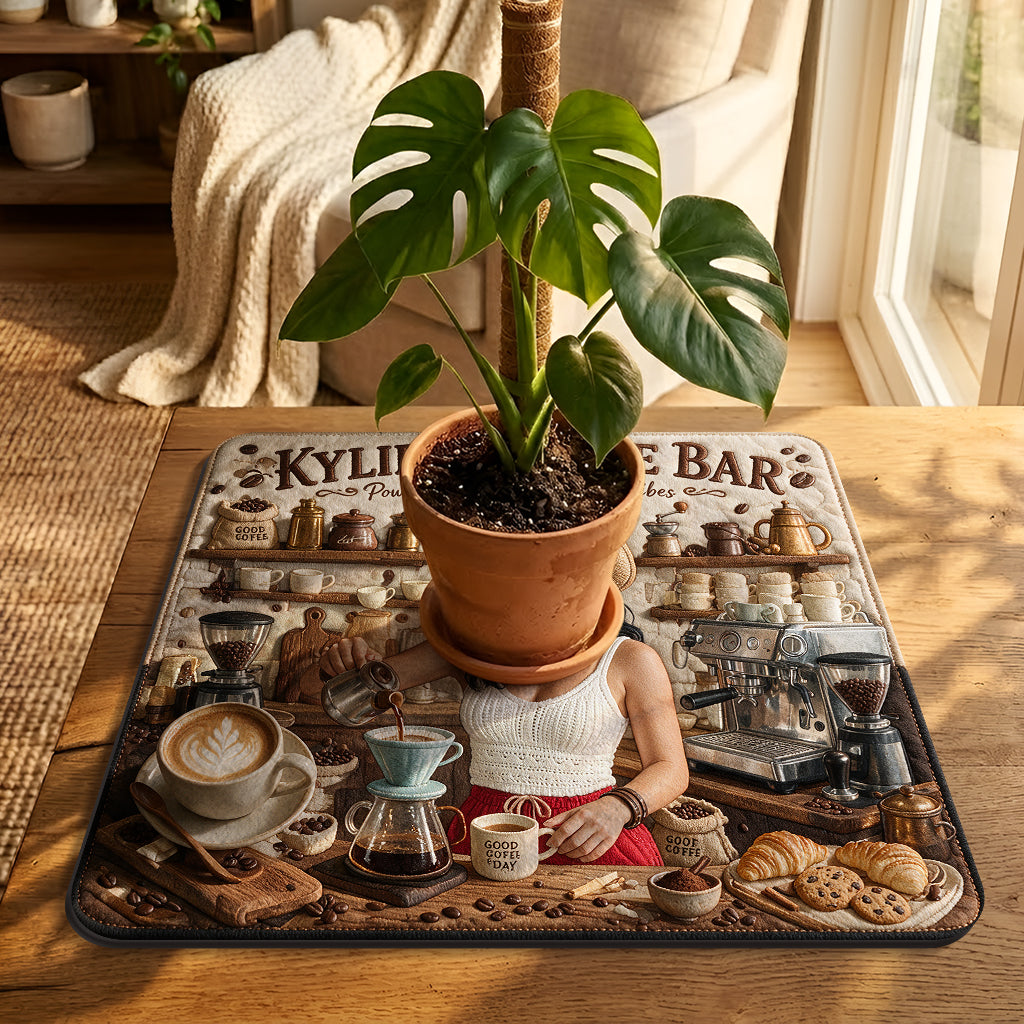 Powered By Coffee & Good Vibes - Personalized Coffee Drying Mat