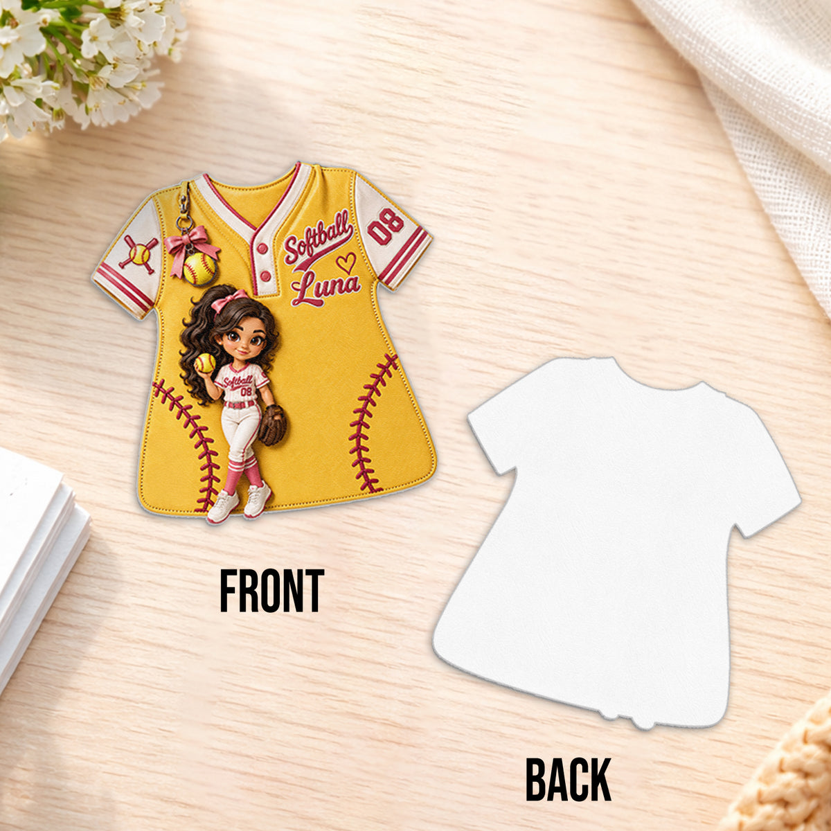 Custom Any Sport From Any Photo - Personalized Softball Changeable Leather Patch Backpack
