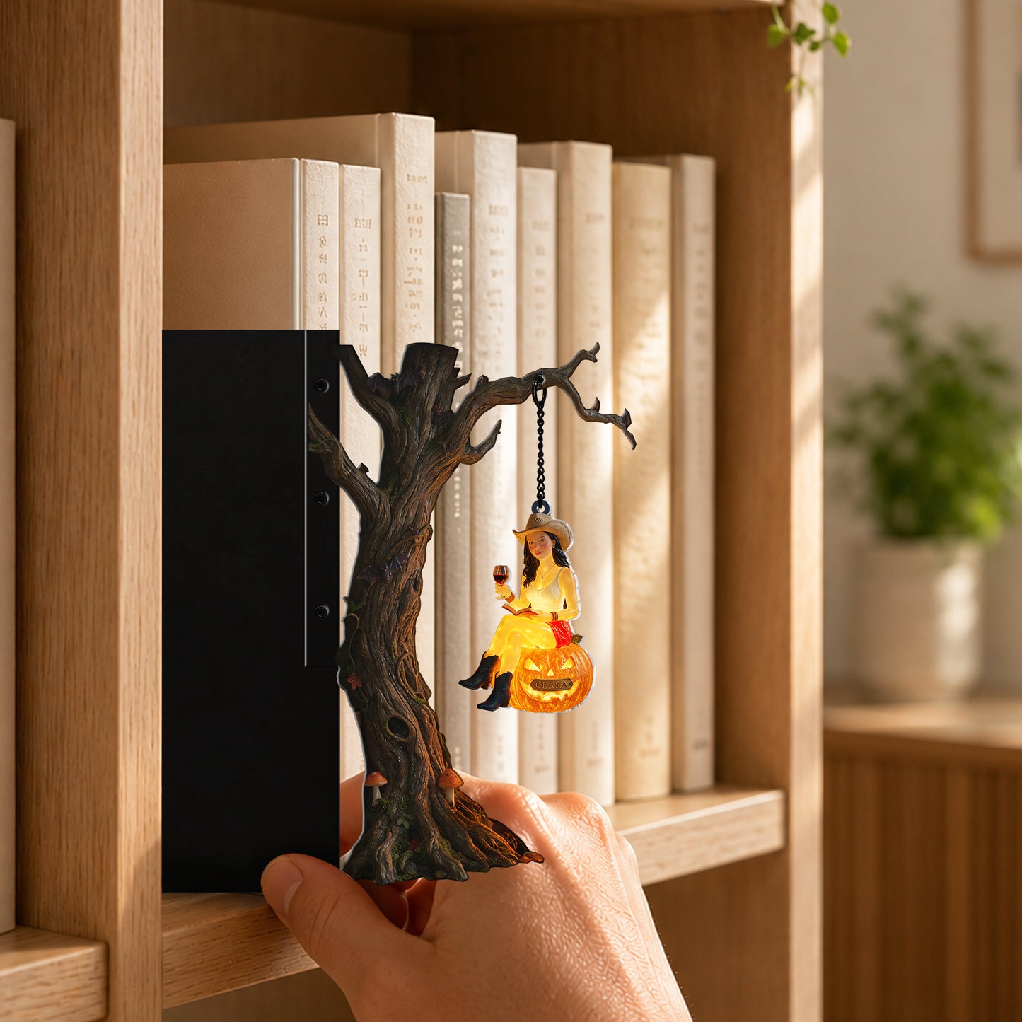 Book And Wine - Personalized Wine Bookshelf Lamp
