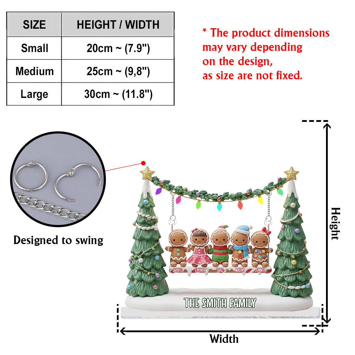 Lebkuchenfamilie – Frohe Weihnachten! – Personalisierte Familienplakette mit Anhänger