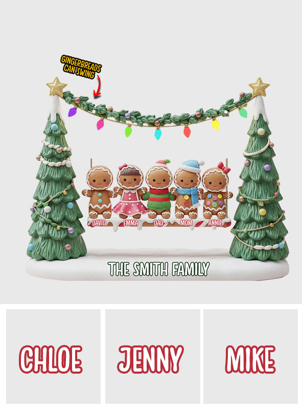 Lebkuchenfamilie – Frohe Weihnachten! – Personalisierte Familienplakette mit Anhänger