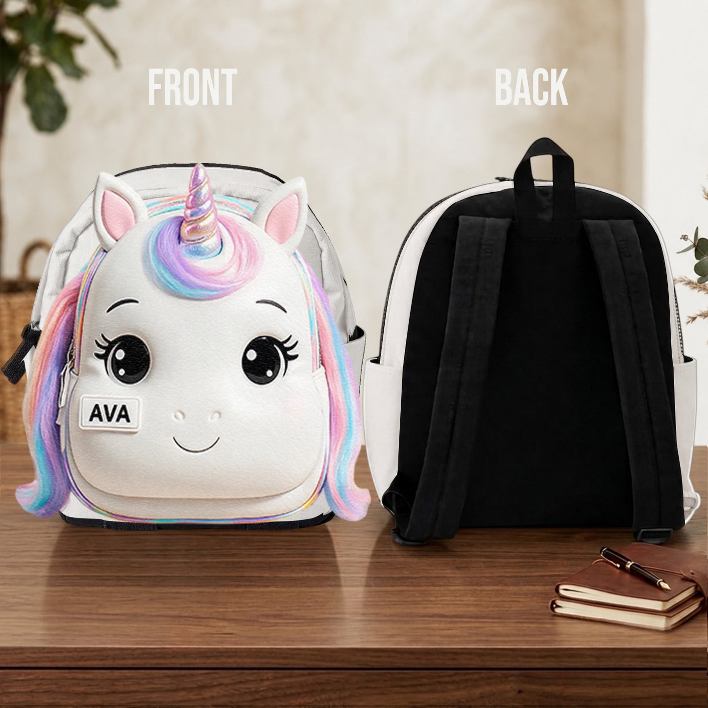 Cute Animal - Personalized Kid Changeable Leather Patch Backpack