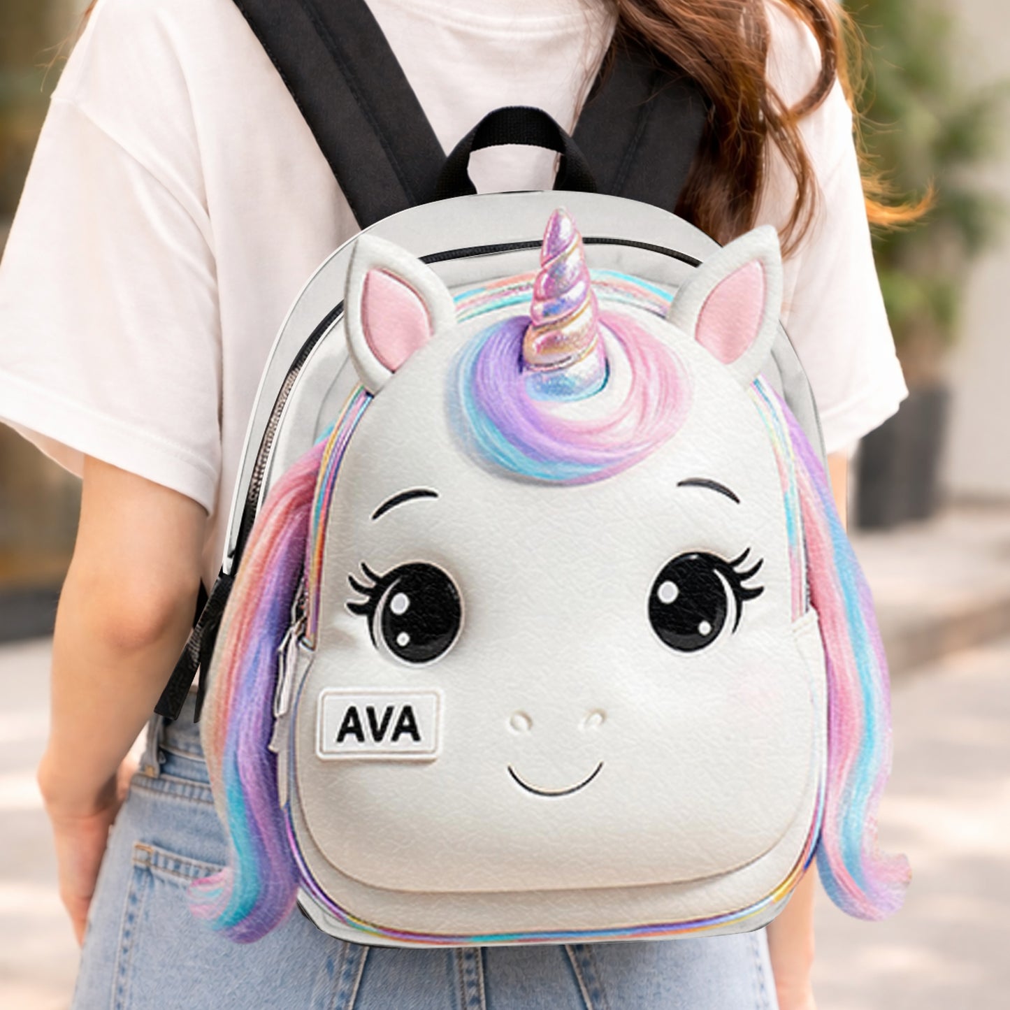 Cute Animal - Personalized Kid Changeable Leather Patch Backpack