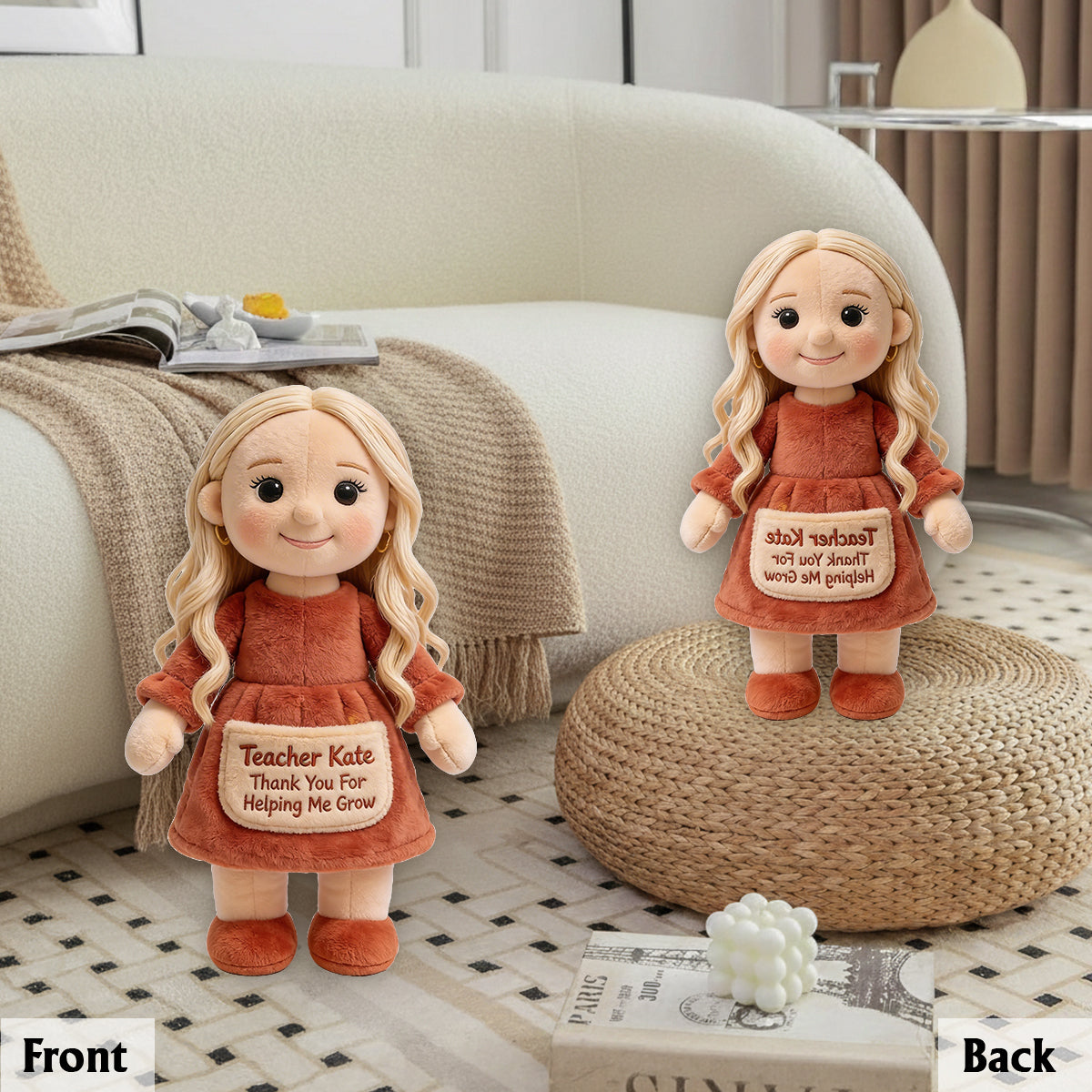 Thanks For Helping Me Grow - Personalized Teacher Premium Faux Fur Pillow