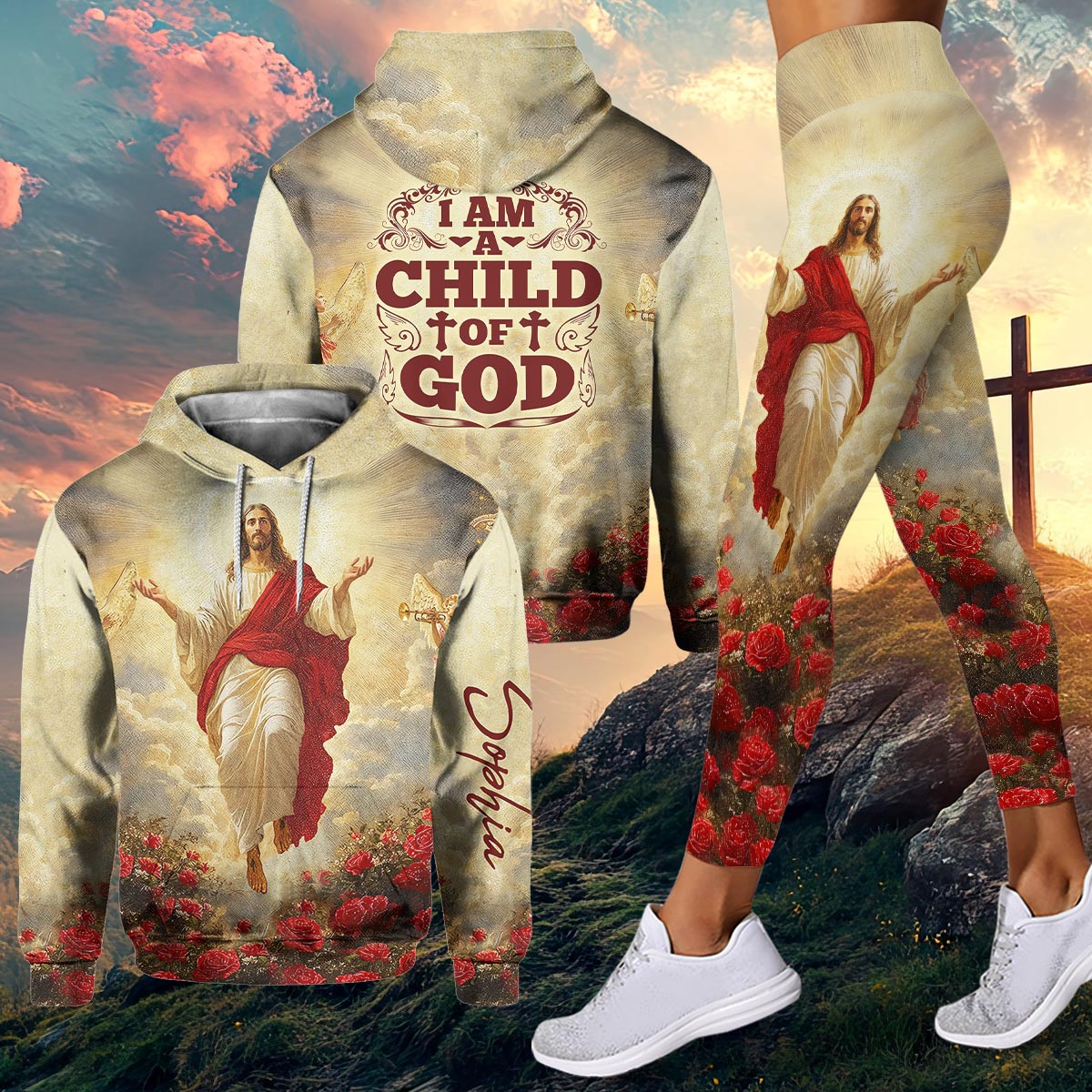 I Am A Child Of God - Personalized Christian Hoodie and Leggings