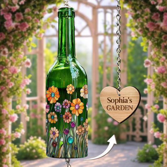 Mein schöner Garten – Personalisiertes Windspiel aus Weinflaschen