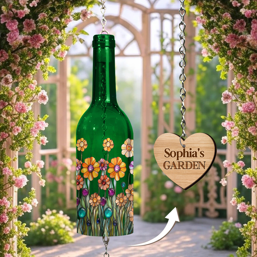 My Beautiful Garden - Personalized Gardening Wine Bottle Wind Chime