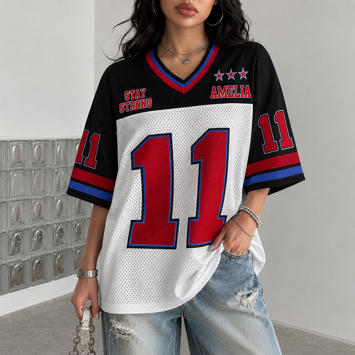 Sportlicher Stil - Personalisierbares Selbstliebe V-Ausschnitt T-Shirt